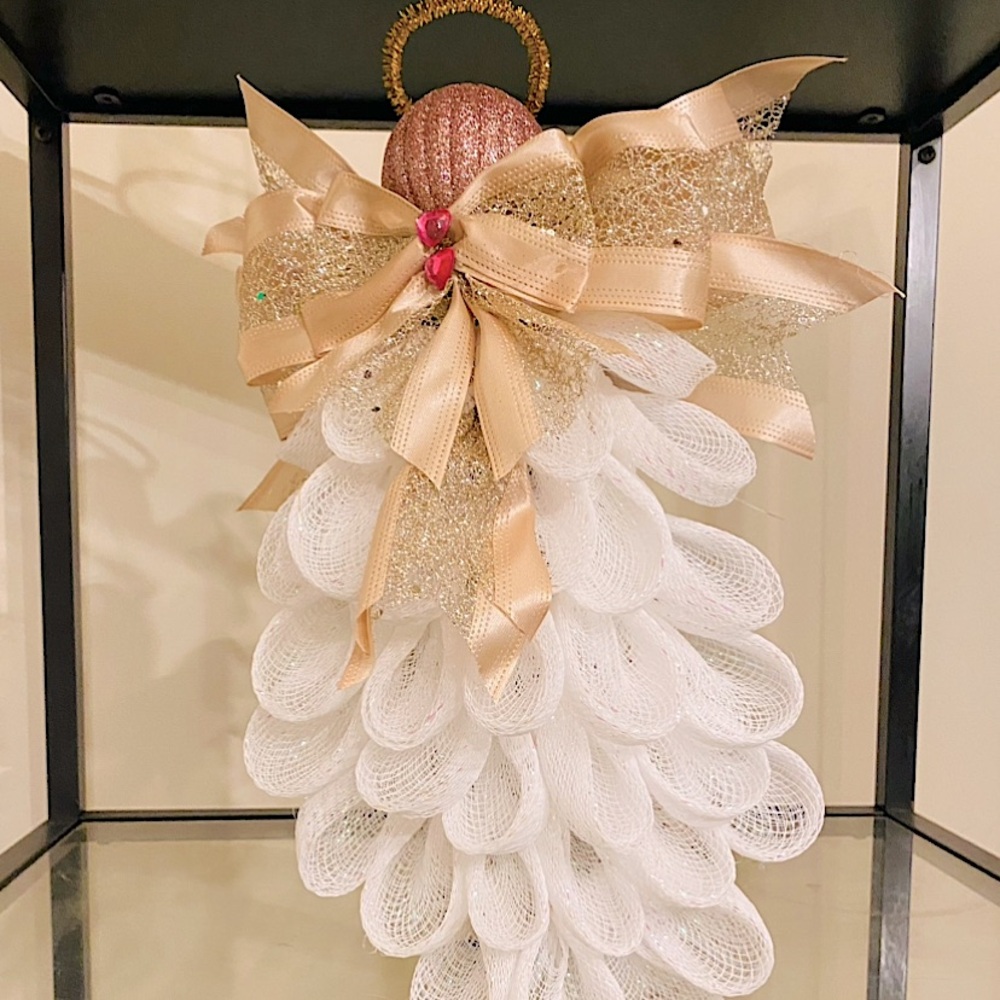 Handmade Deco Mesh Angel , Angel Tree Topper, Angel Wreath Attachment,